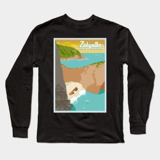 Travel Poster Zakynthos, Greece, Europe Long Sleeve T-Shirt